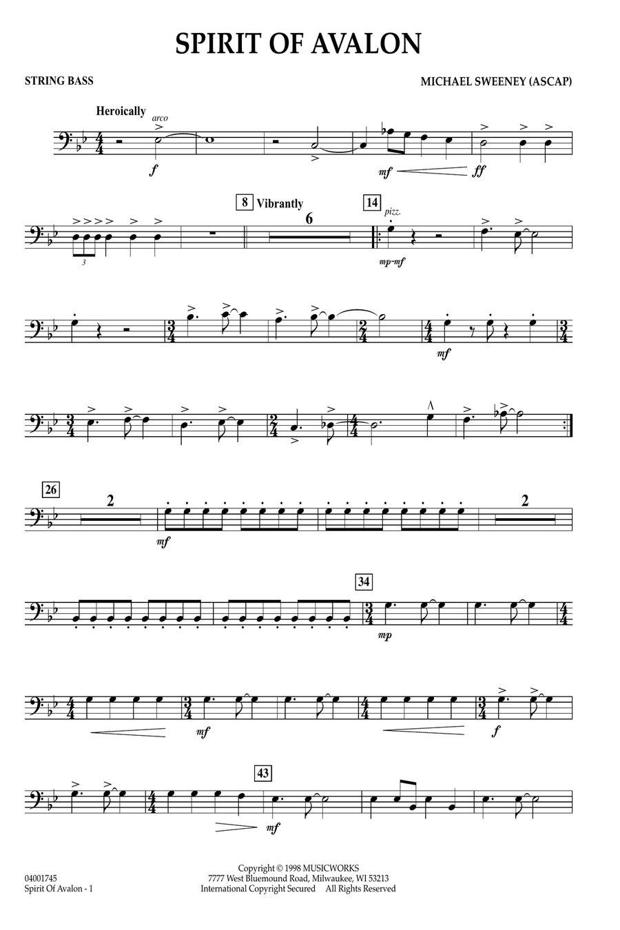 Spirit Of Avalon - String Bass Concert Band scores gallery preview page 1