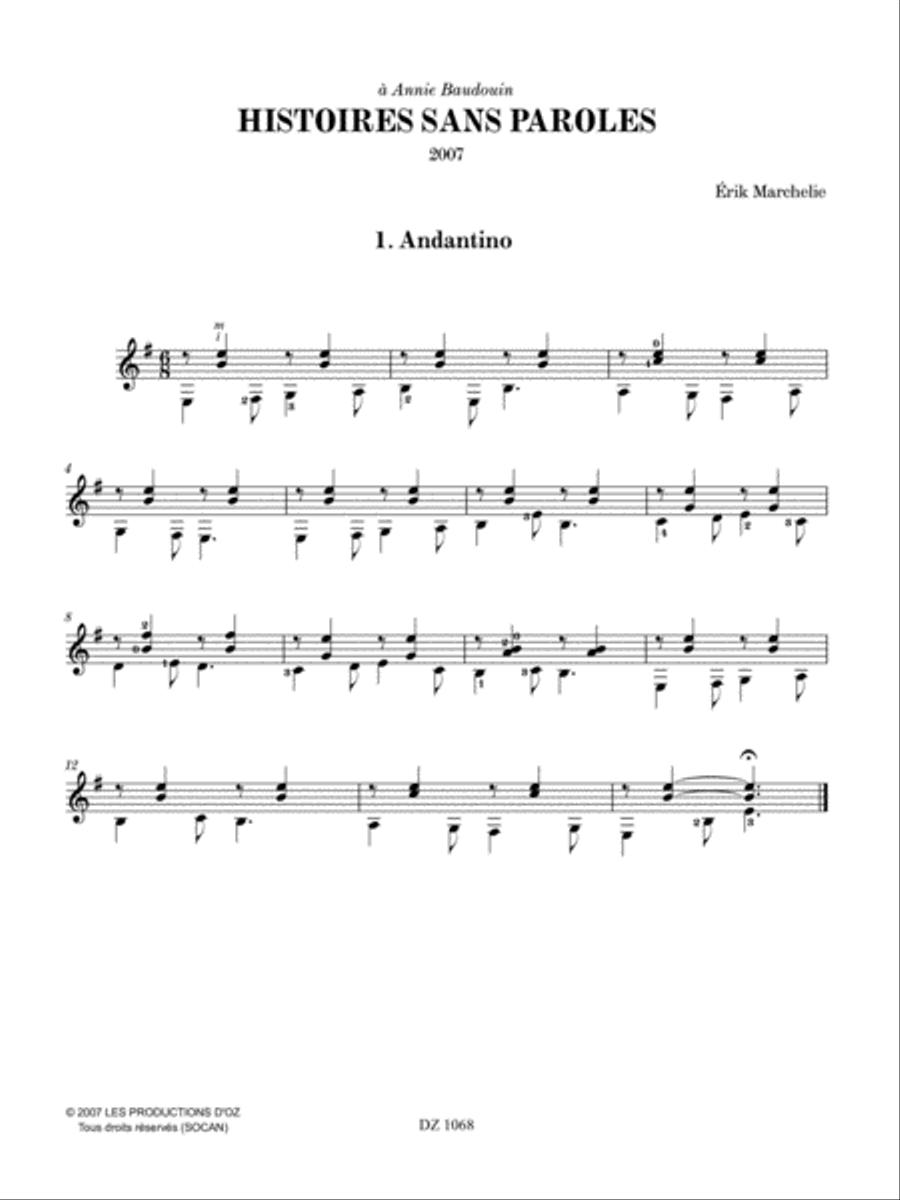 Histoires sans paroles Histoires sans paroles Classical Guitar scores gallery preview page 3
