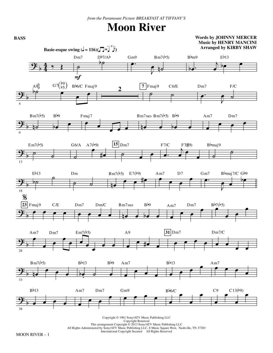 Moon River - Bass Moon River - Bass Choir scores gallery preview page 1