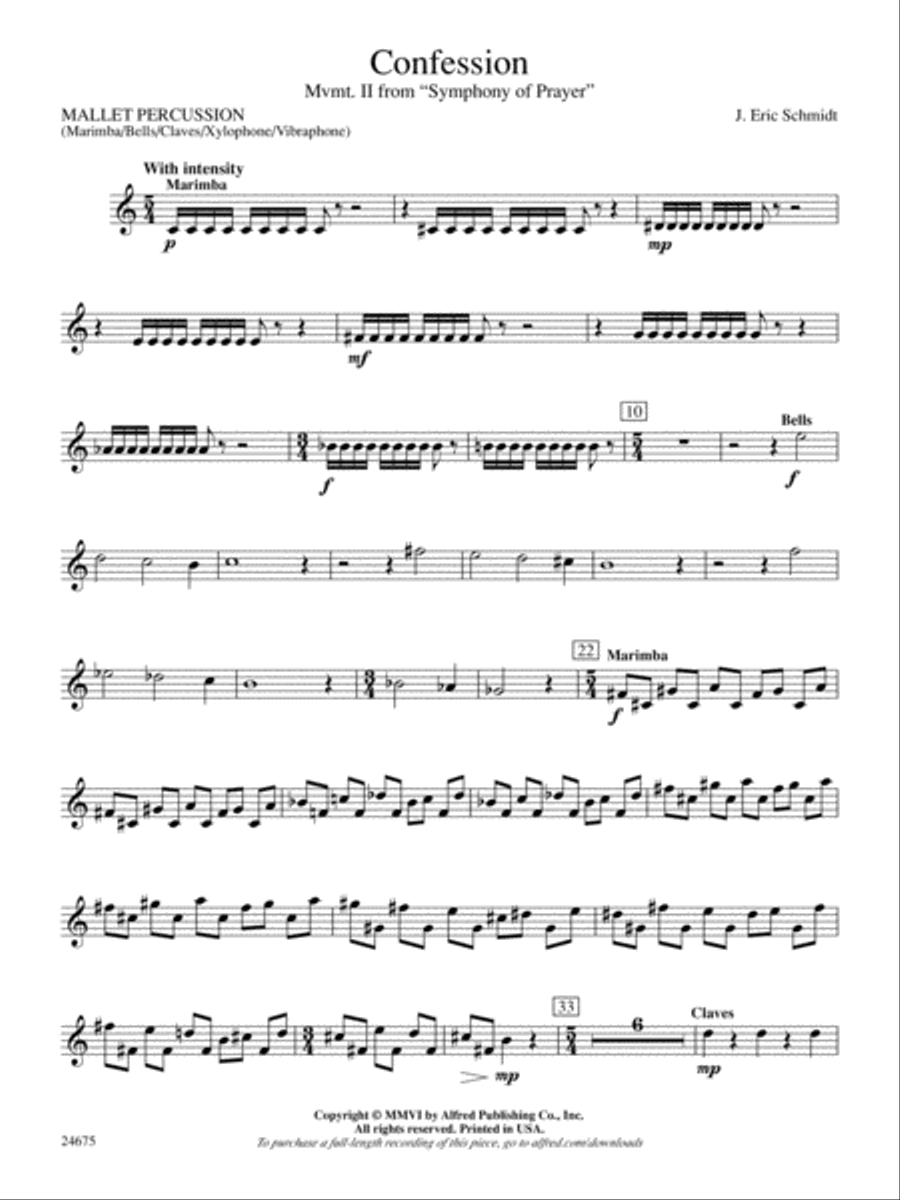 Confession (Movement 2 of Symphony of Prayer): Mallets Concert Band scores gallery preview page 1
