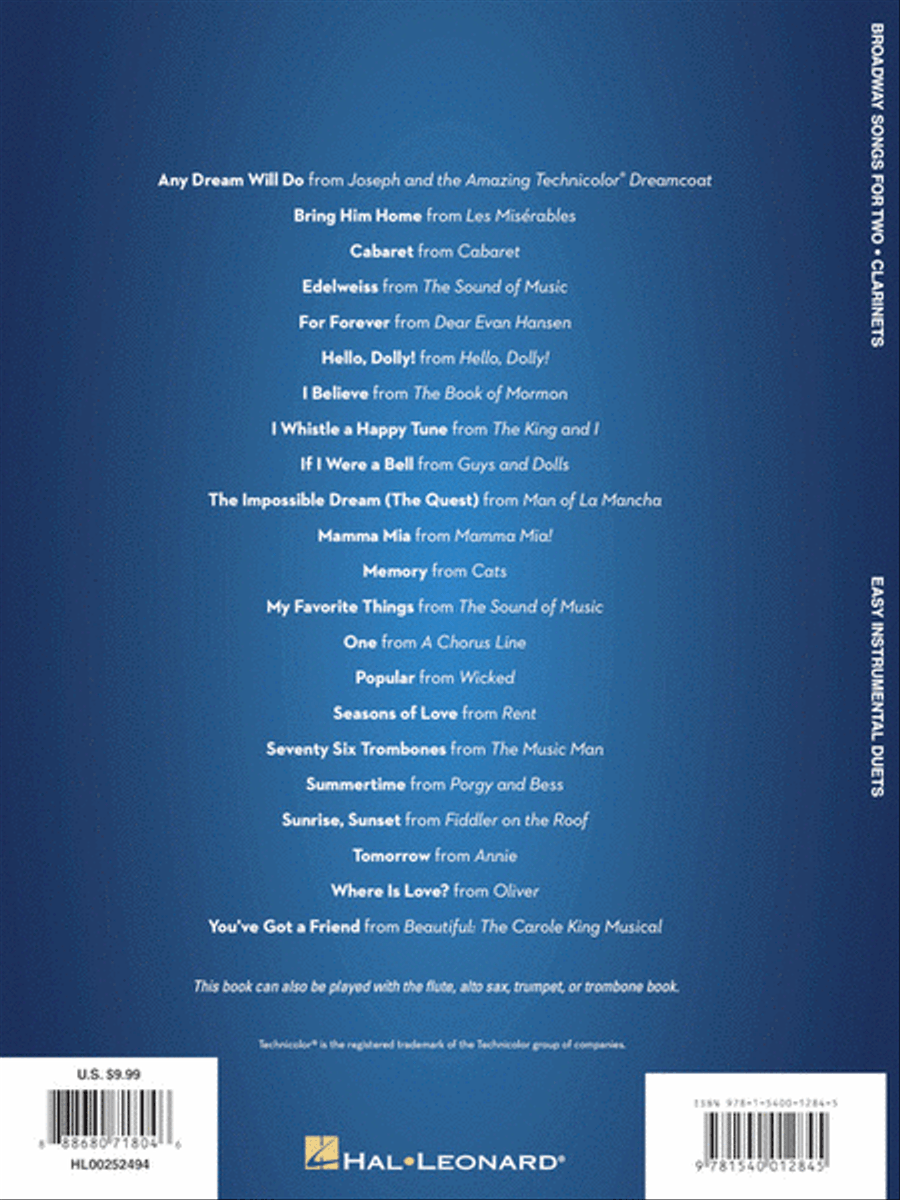 Broadway Songs for Two Clarinets Clarinet Duet scores gallery preview page 6