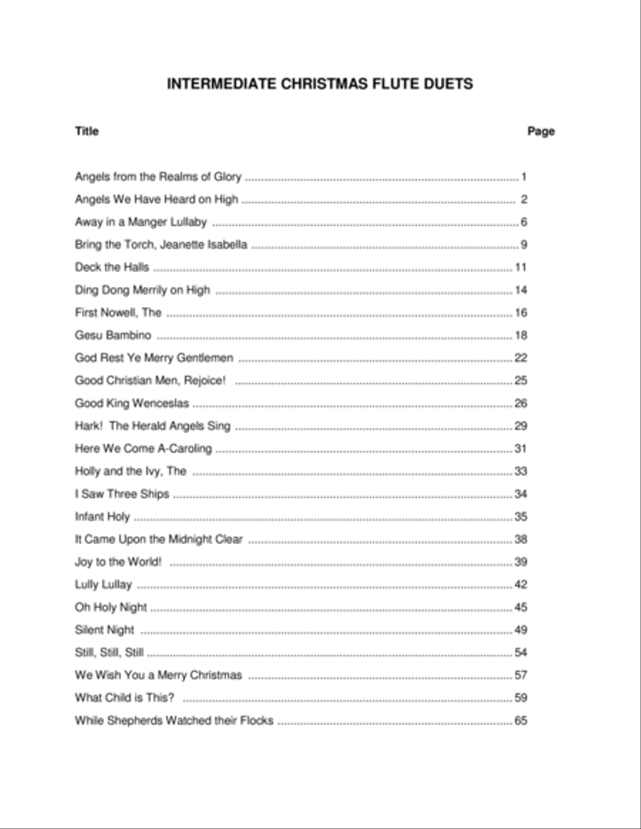 Intermediate Christmas Flute Duets Flute Duet scores gallery preview page 1