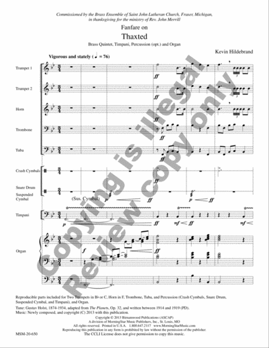 Fanfare On Thaxted Organ scores gallery preview page 2