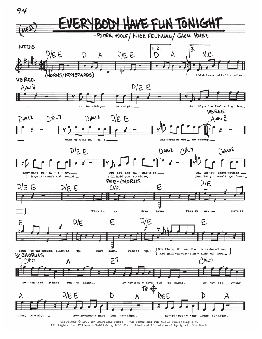 Everybody Have Fun Tonight Voice scores gallery preview page 1