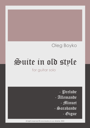 Book cover for "Suite in old style" for guitar solo