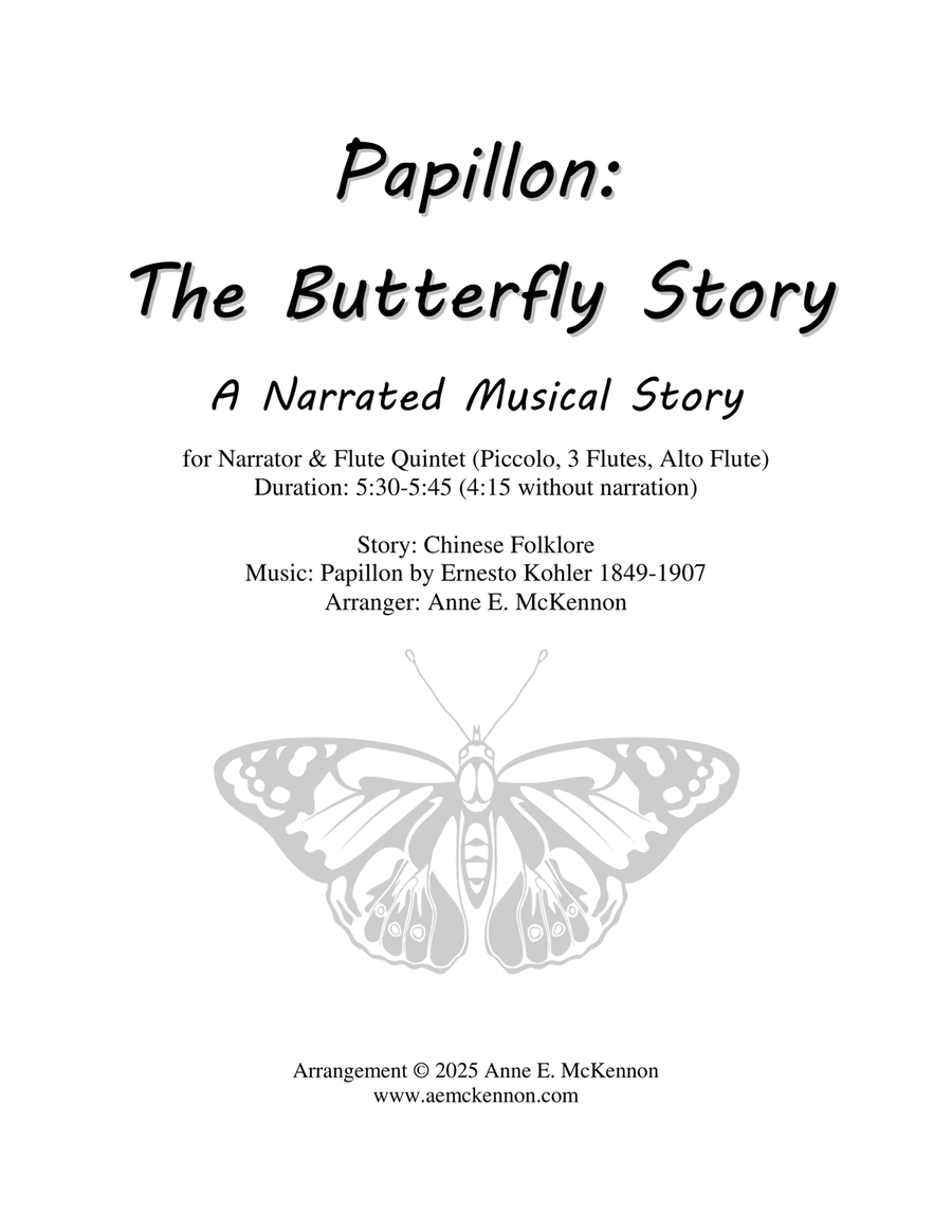 Papillon: The Butterfly Story Woodwind Quintet scores gallery preview page 1
