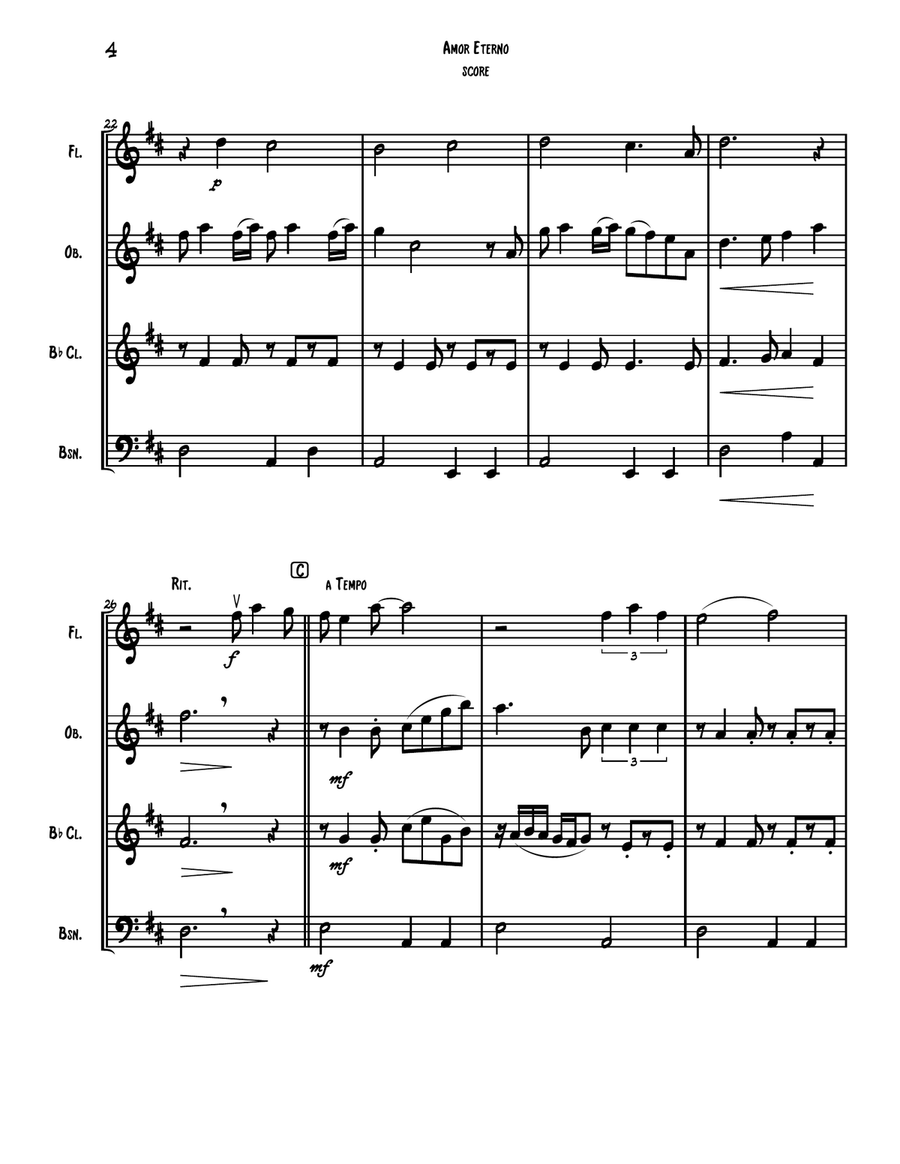 Amor Eterno (el Mas Triste Recuerdo) Woodwind Quartet scores gallery preview page 5