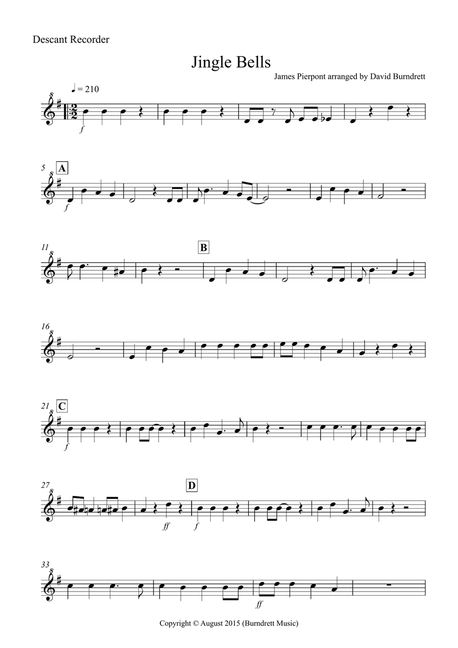 Jingle Bells (jazzy style!) for Recorder Trio Recorder scores gallery preview page 4