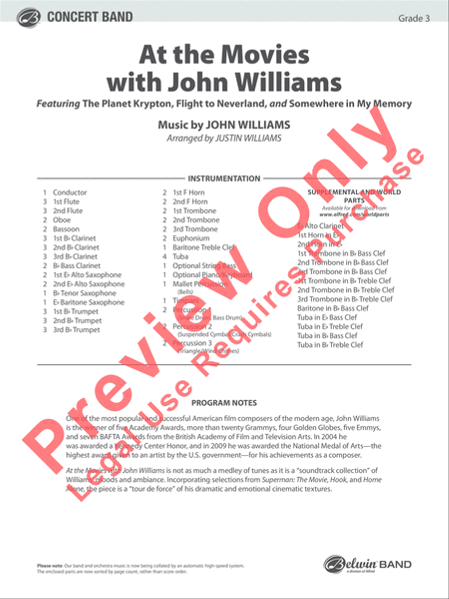 At the Movies with John Williams Concert Band scores gallery preview page 26