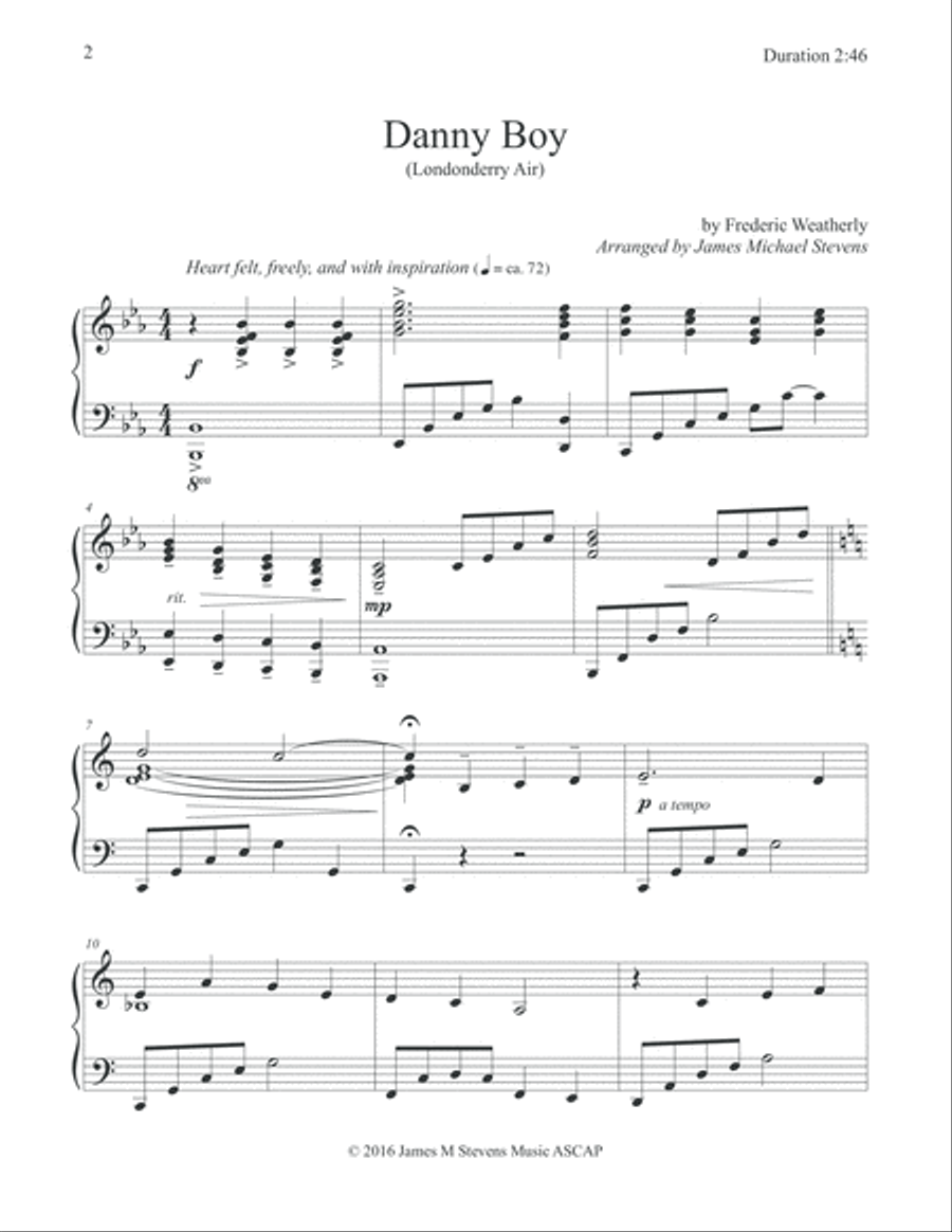 Danny Boy (Londonderry Air) Piano Solo scores gallery preview page 2