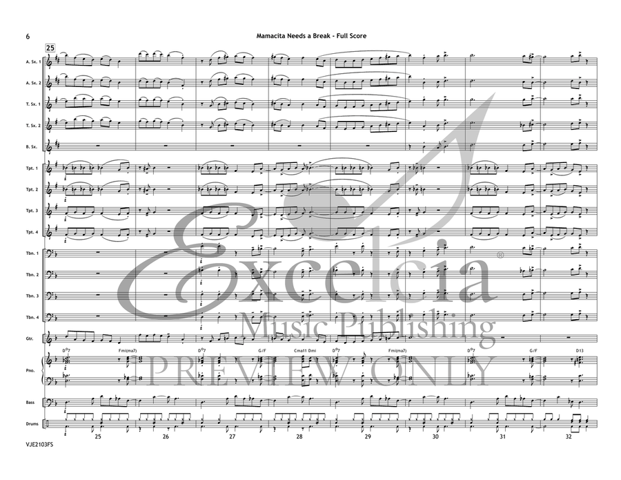 Mamacita Needs a Break (Score) Jazz Ensemble scores gallery preview page 7