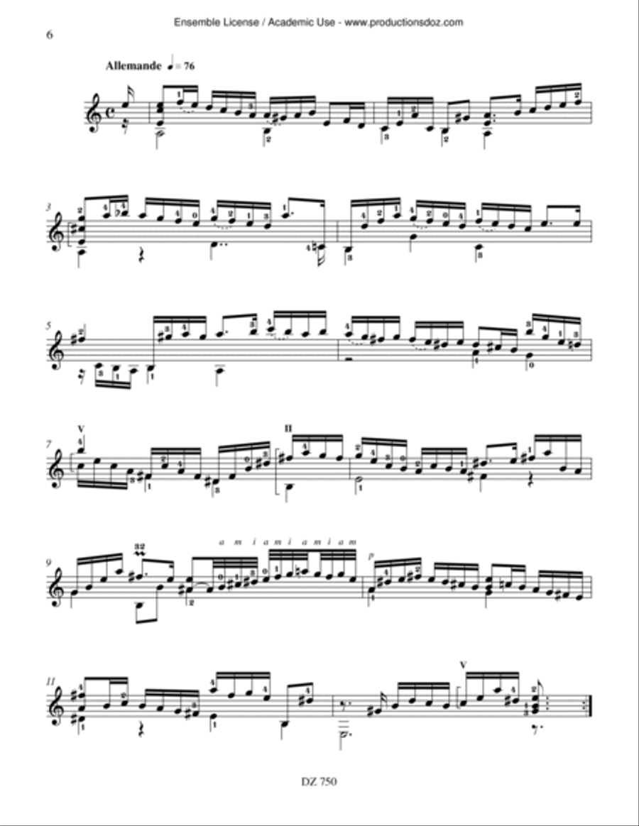 Suite no 2, BWV 1008 Classical Guitar scores gallery preview page 6