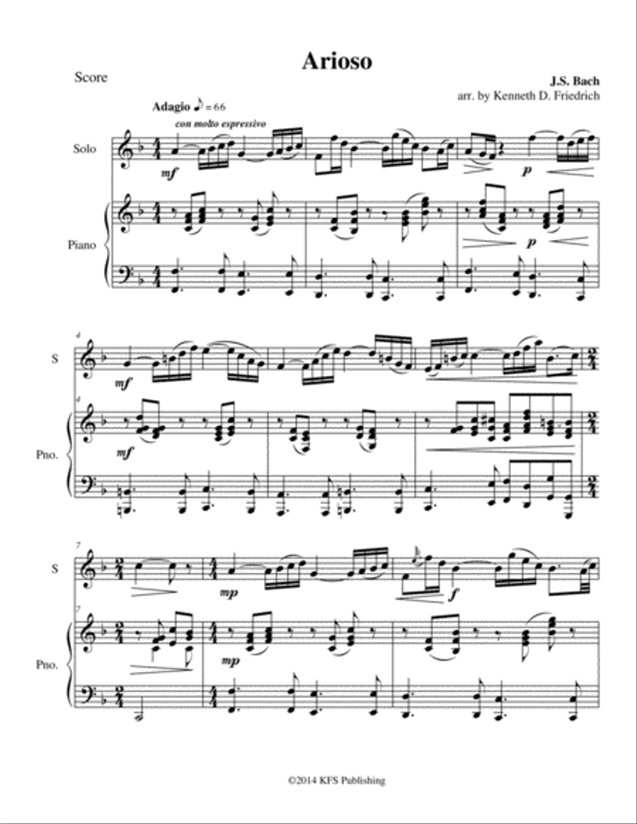 Arioso Piano scores gallery preview page 1
