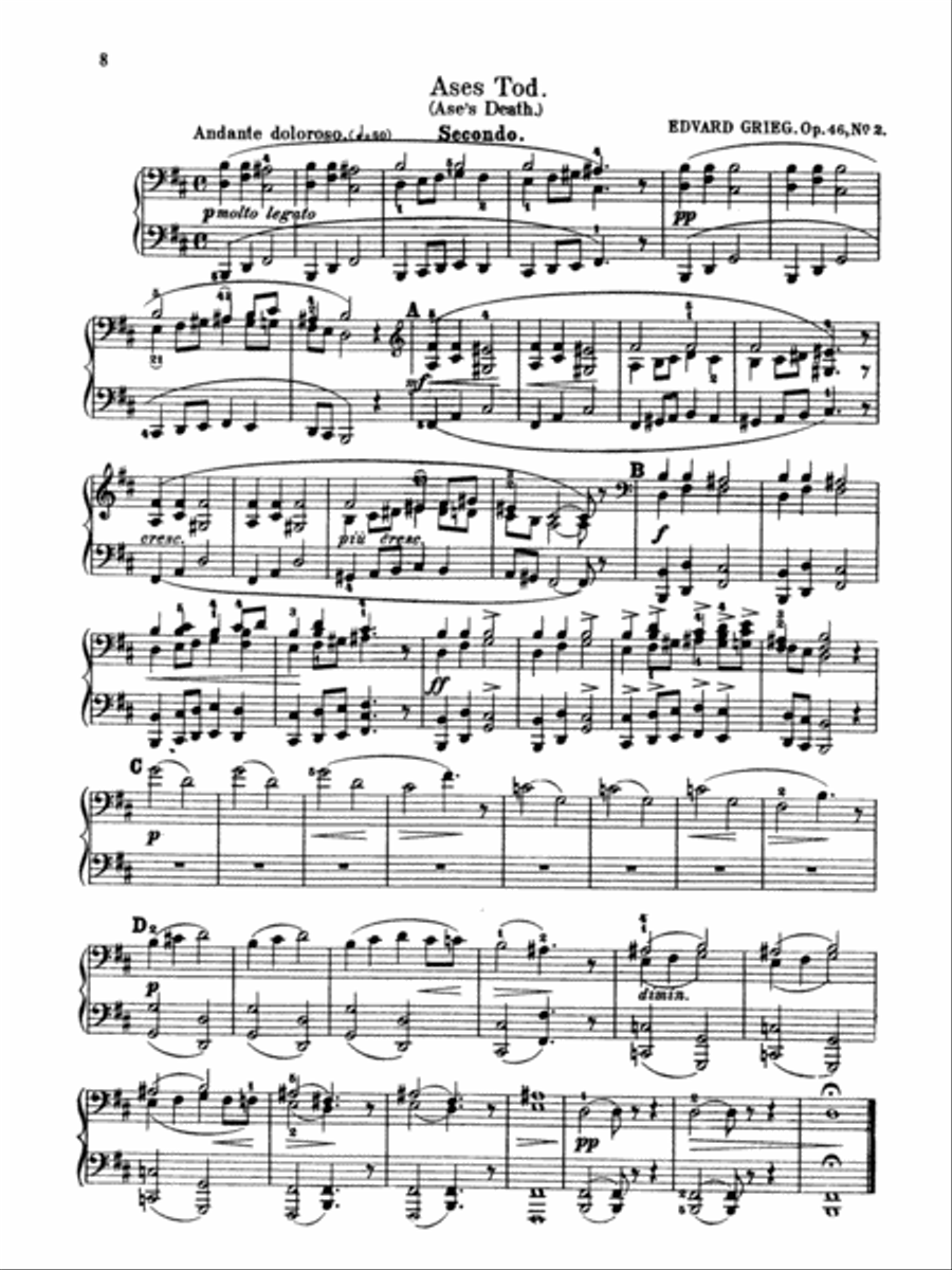 Grieg: Peer Gynt Suite, No. 1, Op. 46 Piano Duet scores gallery preview page 1