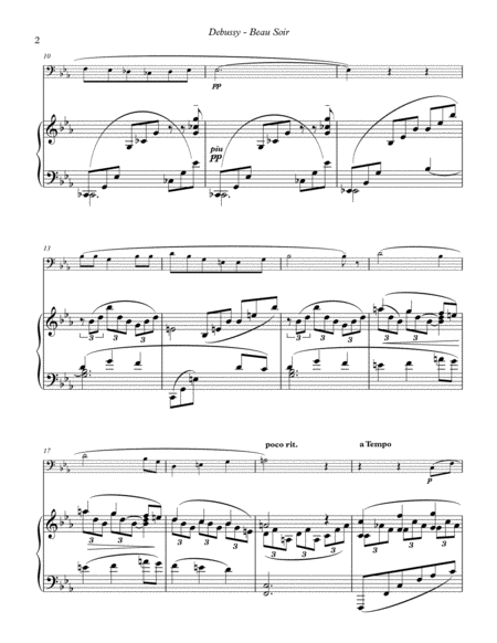 Beau Soir for Trombone or Euphonium and Piano