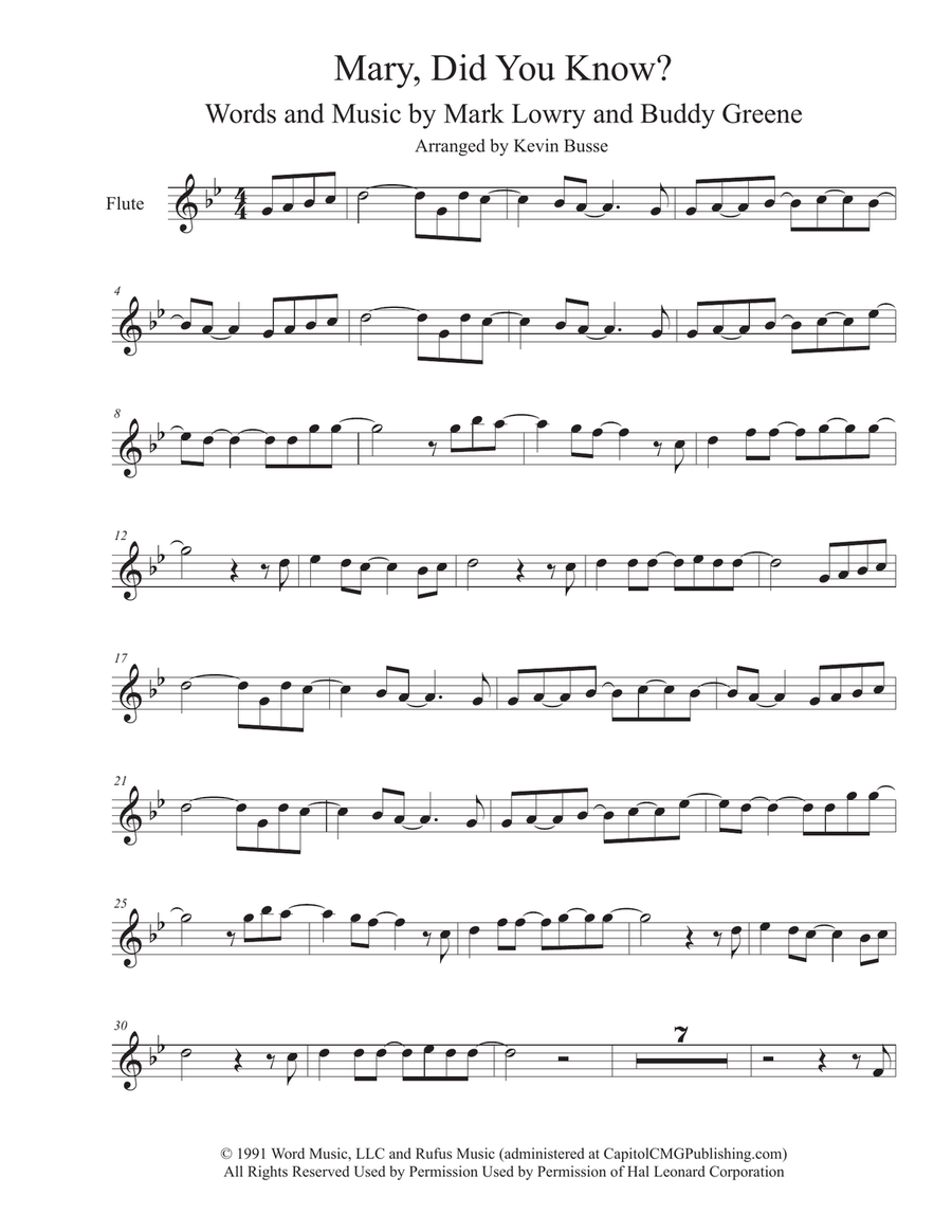 Mary, Did You Know? Mary, Did You Know? Flute Solo scores gallery preview page 1