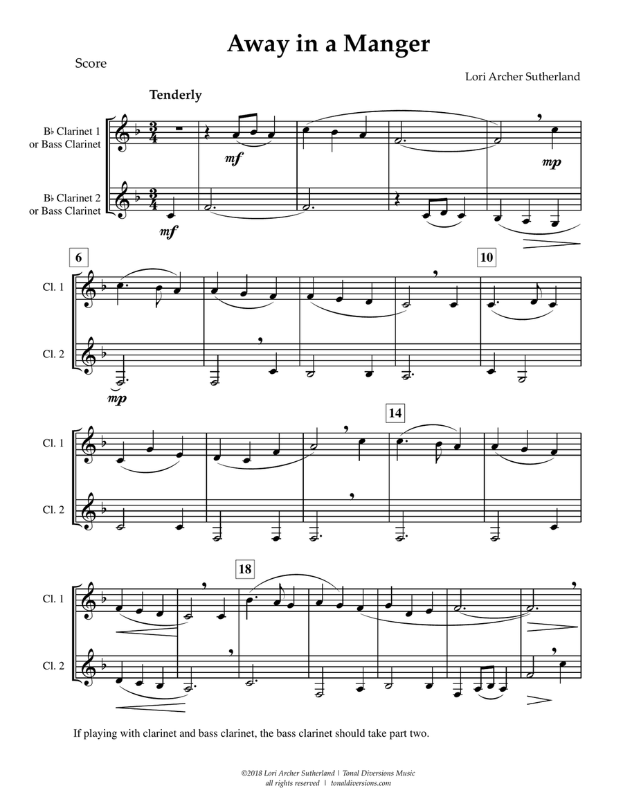 Away in a Manger Clarinet Duet scores gallery preview page 2