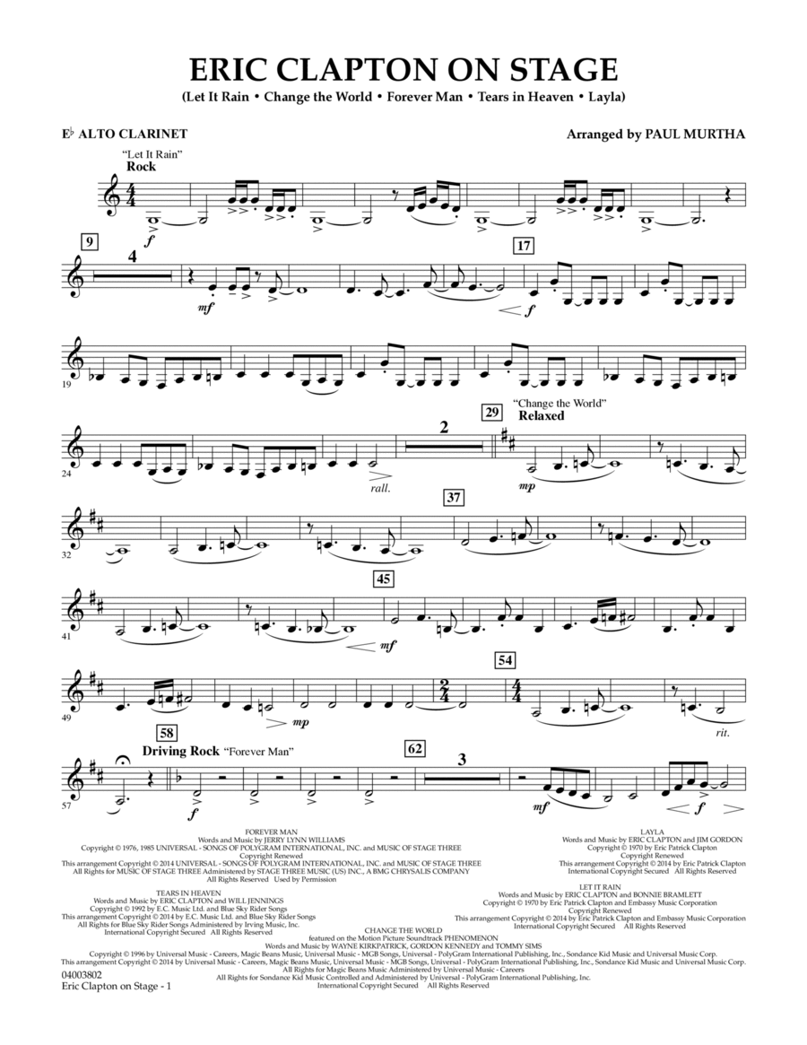 Eric Clapton on Stage - Eb Alto Clarinet Concert Band scores gallery preview page 1