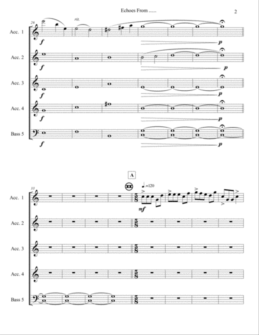 Echoes From ...... (for accordion orchestra) Accordion Orchestra scores gallery preview page 3