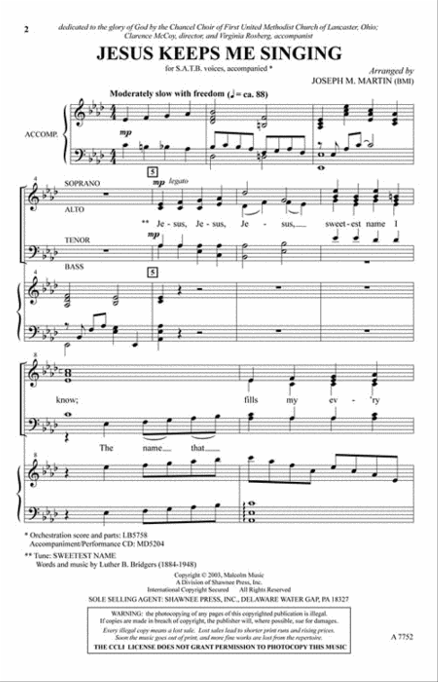 Jesus Keeps Me Singing Jesus Keeps Me Singing 4-Part scores gallery preview page 2