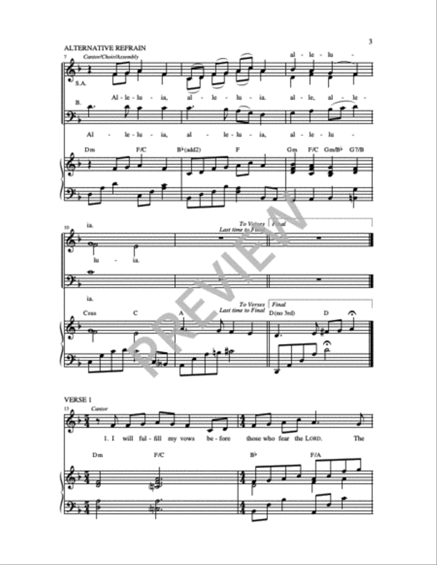 I Will Praise You, Lord, in the Assembly: Psalm 22 3-Part scores gallery preview page 3