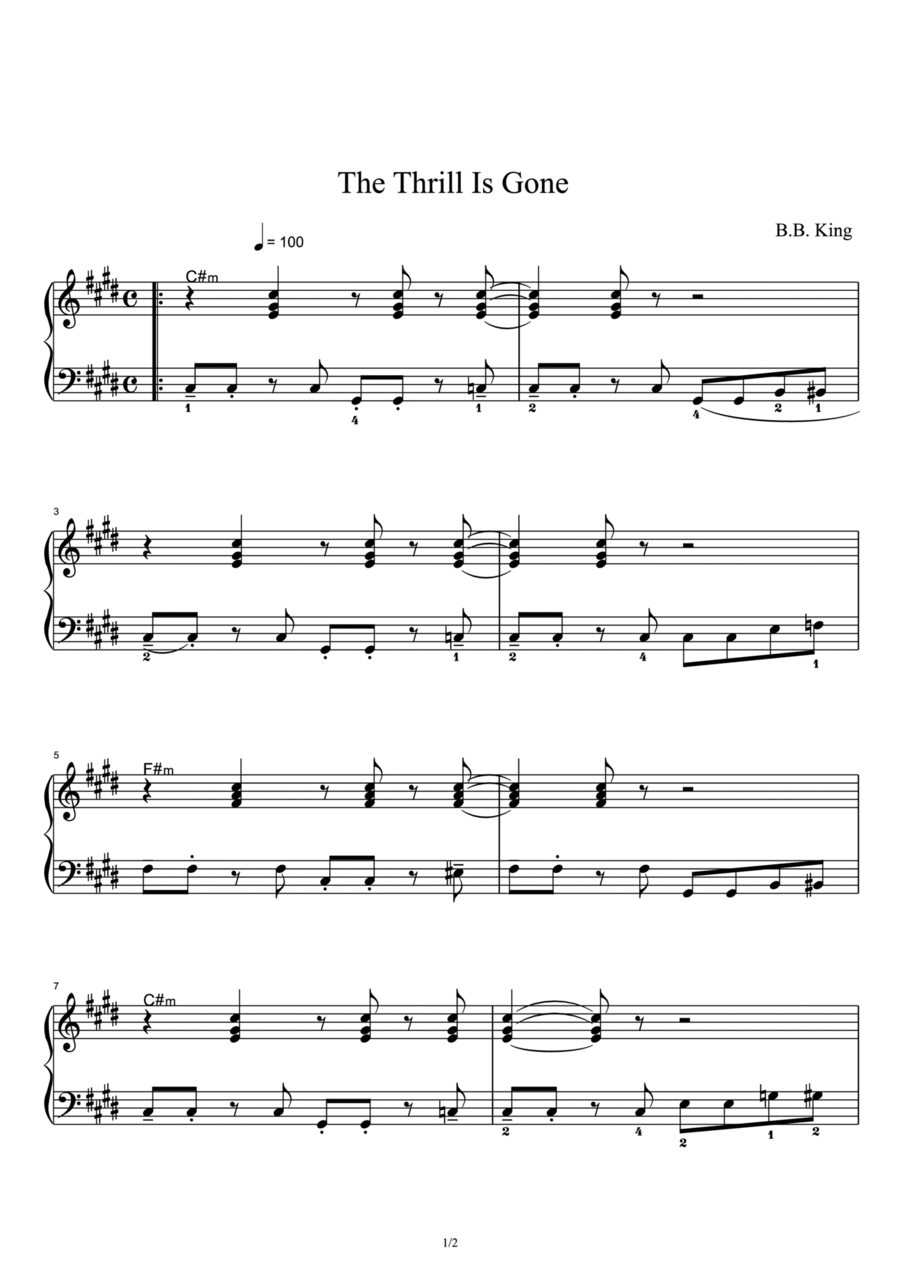 The Thrill Is Gone Piano Solo scores gallery preview page 1