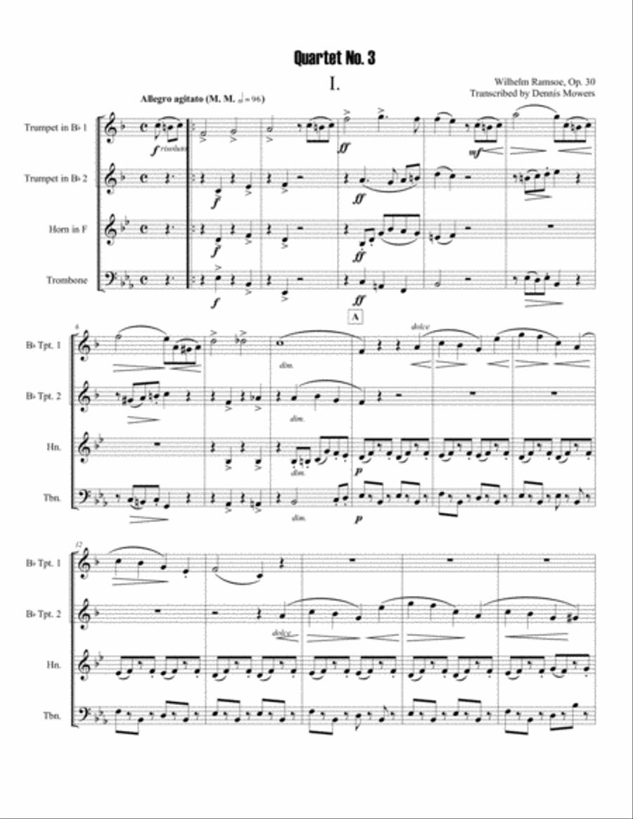 Quartet No. 3 for Brass - Wilhelm Ramsoe, Op. 30 Brass Ensemble scores gallery preview page 3