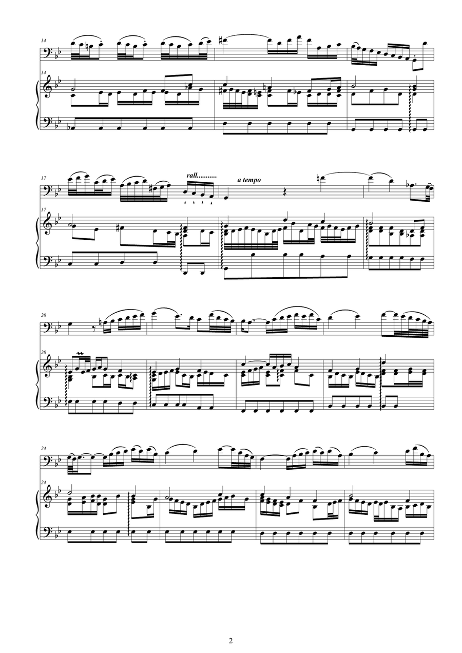 Vivaldi - Cello Sonata No.6 in B flat Op.14 RV 46 for Cello and Cembalo (or Piano) String Duet scores gallery preview page 2