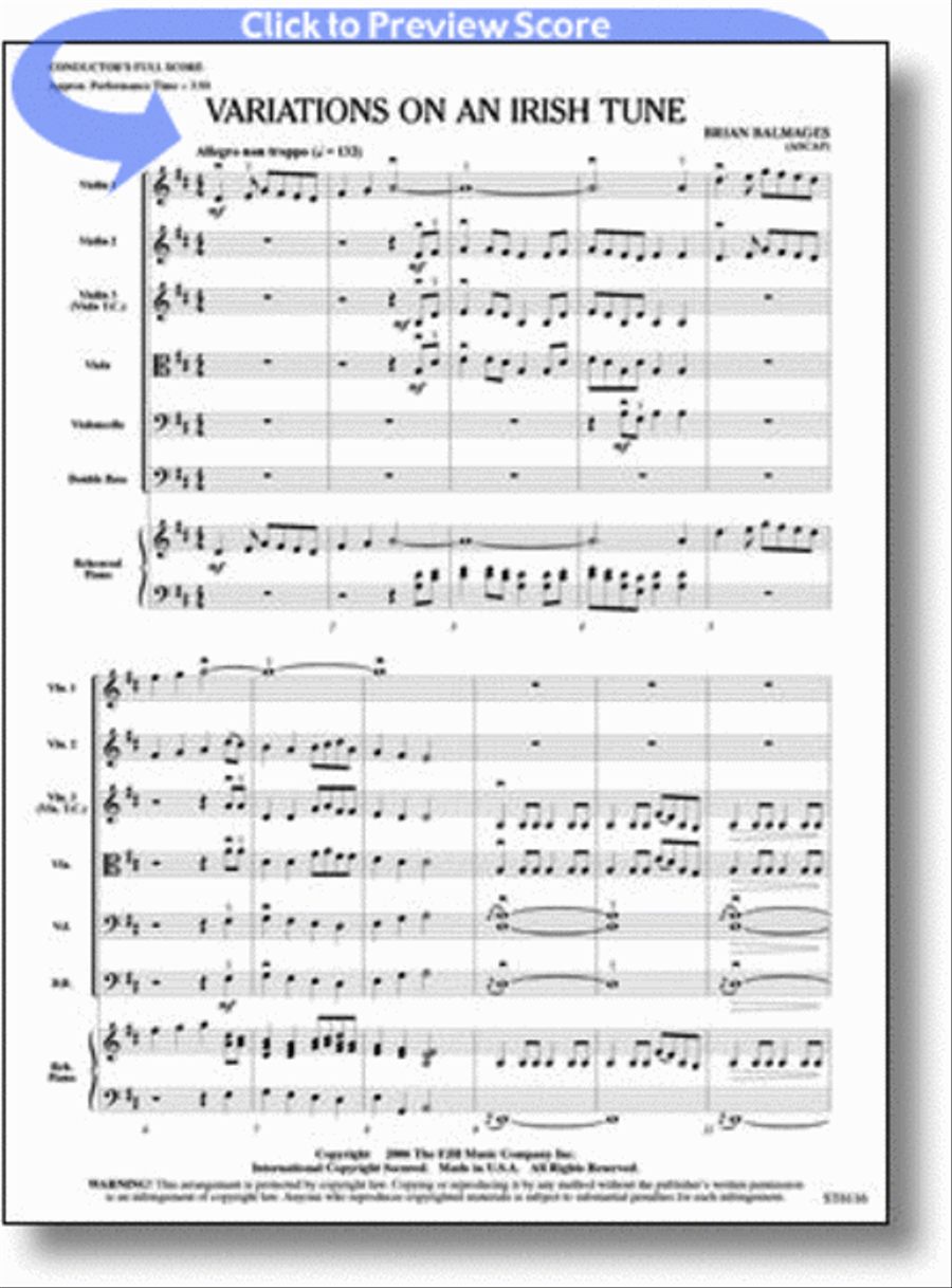 Variations on an Irish Tune by Brian Balmages String Orchestra - Sheet Music