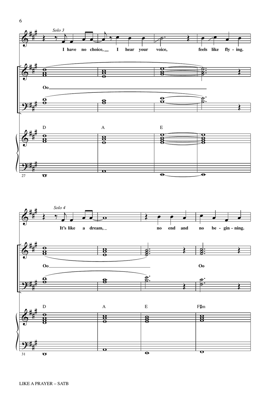Like A Prayer 4-Part scores gallery preview page 5