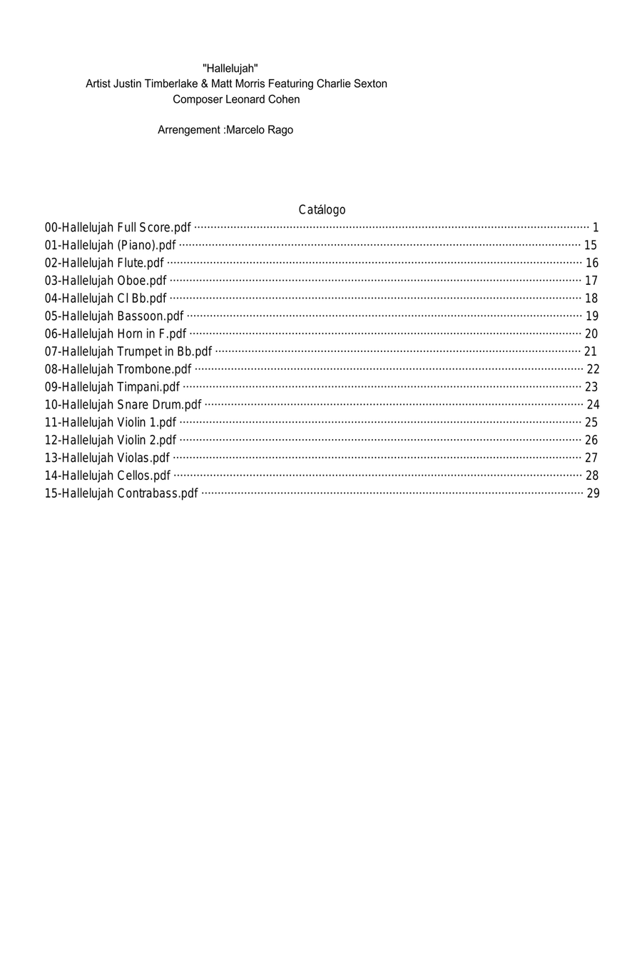 Hallelujah - Score Only Hallelujah - Score Only Full Orchestra scores gallery preview page 1