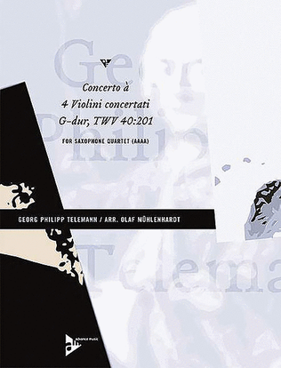 Book cover for Concerto à 4 Violini concertati G-Dur TWV 40:201