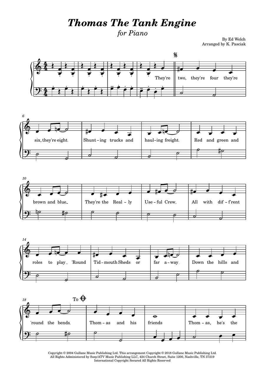 Thomas The Tank Engine (main Title) Easy Piano scores gallery preview page 1