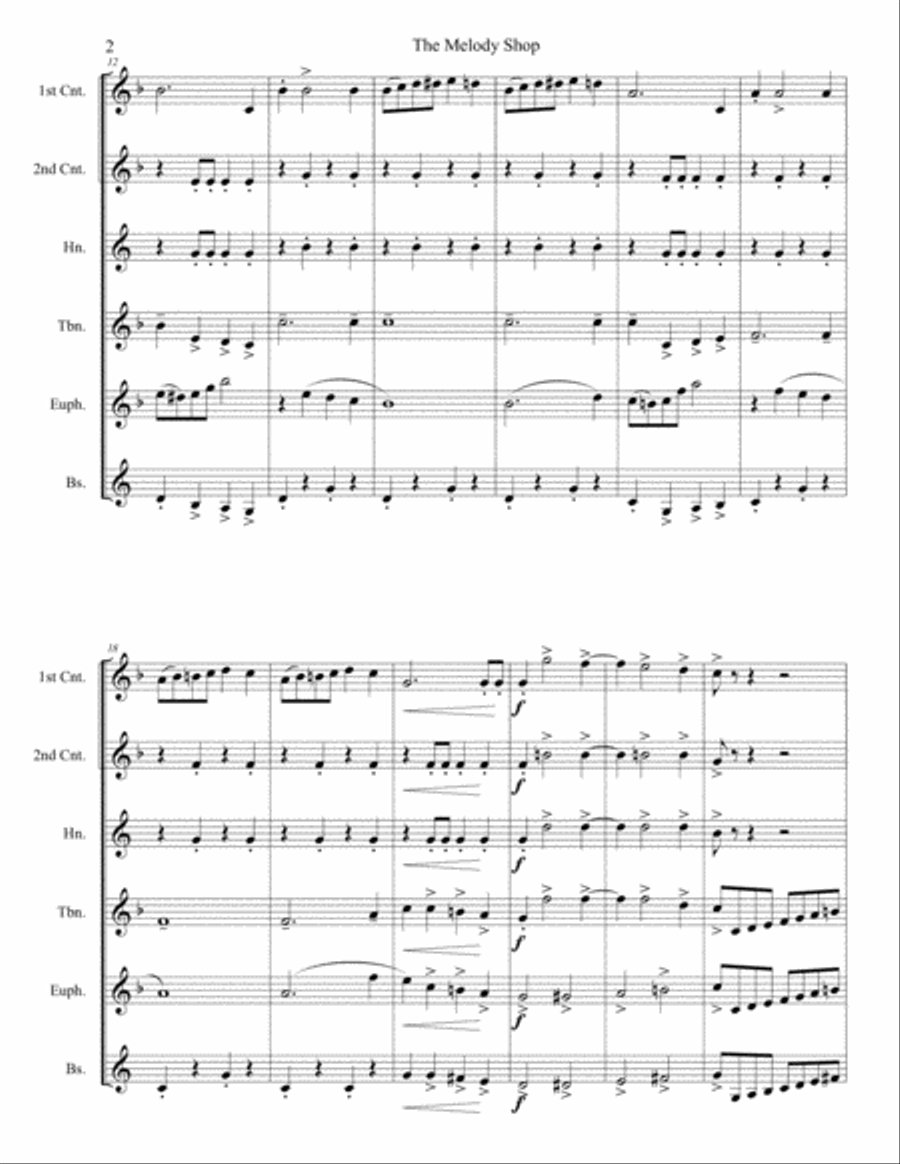 Melody Shop March for Brass Sextet Brass Ensemble scores gallery preview page 2