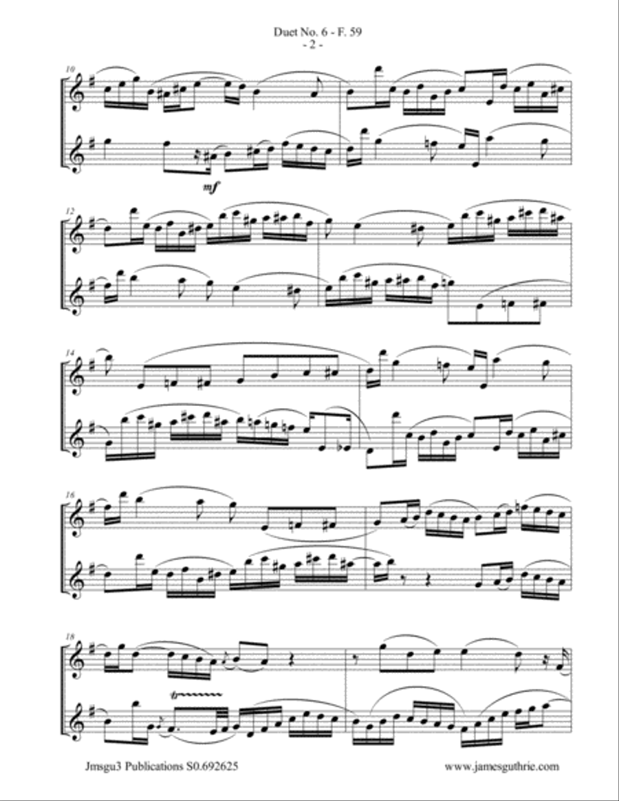 WF Bach: Duet No. 6 for Tenor Sax Duo Woodwind Duet scores gallery preview page 2