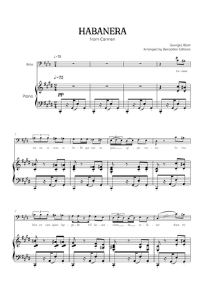 Bizet • Habanera from Carmen in C# minor [C#m] | bass voice sheet music with piano accompaniment