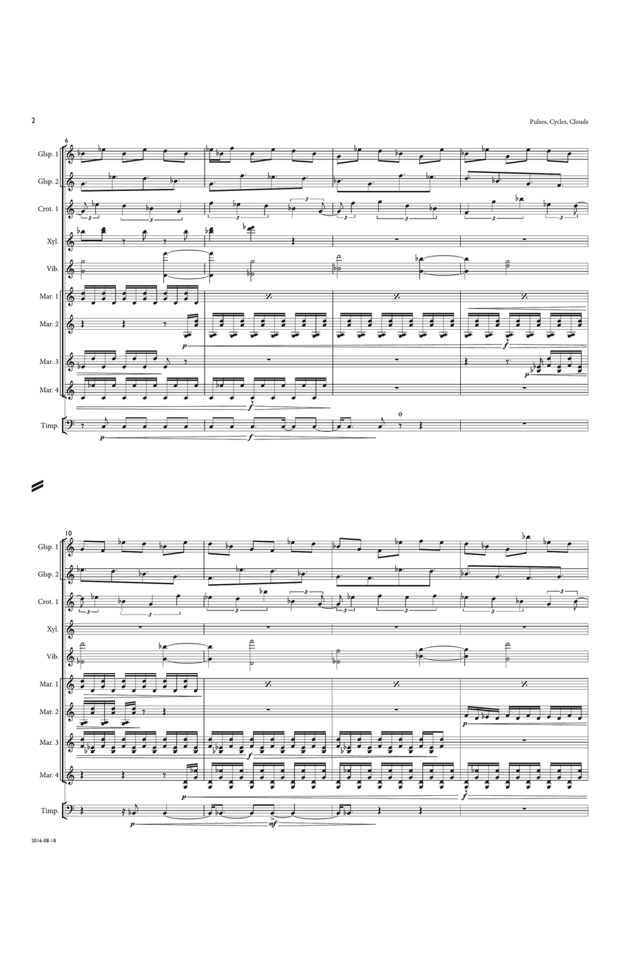 Pulses, Cycles, Clouds (Score) Percussion Ensemble scores gallery preview page 2