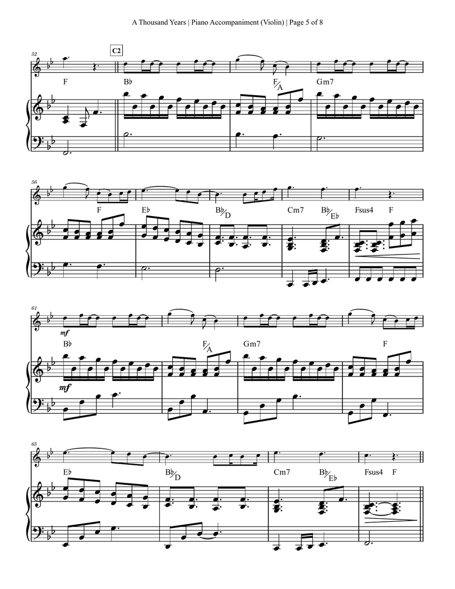 A Thousand Years Violin Solo scores gallery preview page 5