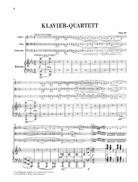 Piano Quartet C minor Op. 60