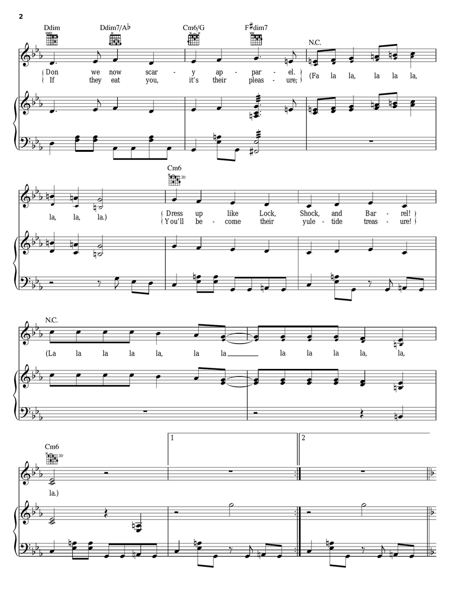Wreck The Halls Piano, Vocal, Guitar scores gallery preview page 2
