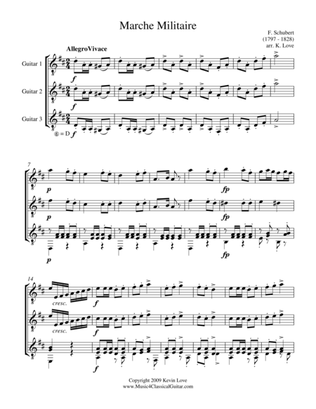 Marche Militaire (Guitar Trio) - Score and Parts