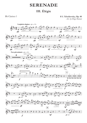 "Elegie" from Serenade Op. 48 for Clarinet Quartet