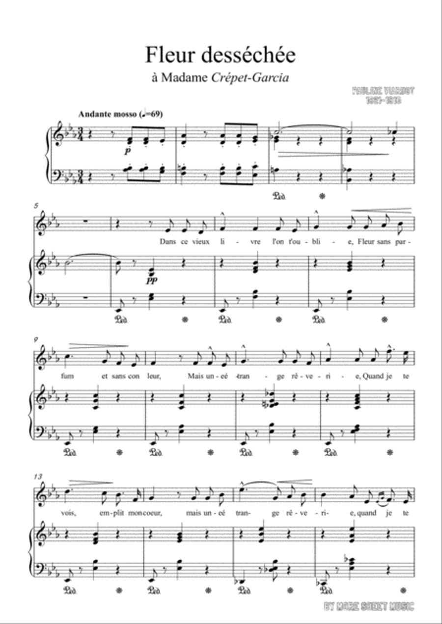 Viardot-Fleur desséchée in E flat Major,for Voice and Piano