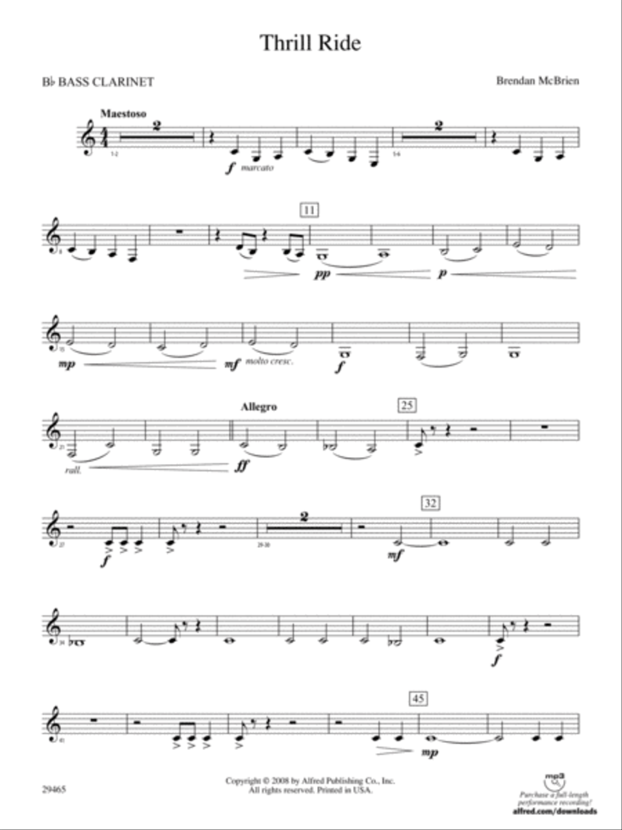 Thrill Ride: B-flat Bass Clarinet Concert Band scores gallery preview page 1