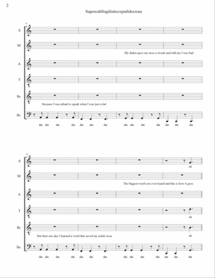 Supercalifragilisticexpialidocious Divisi scores gallery preview page 2