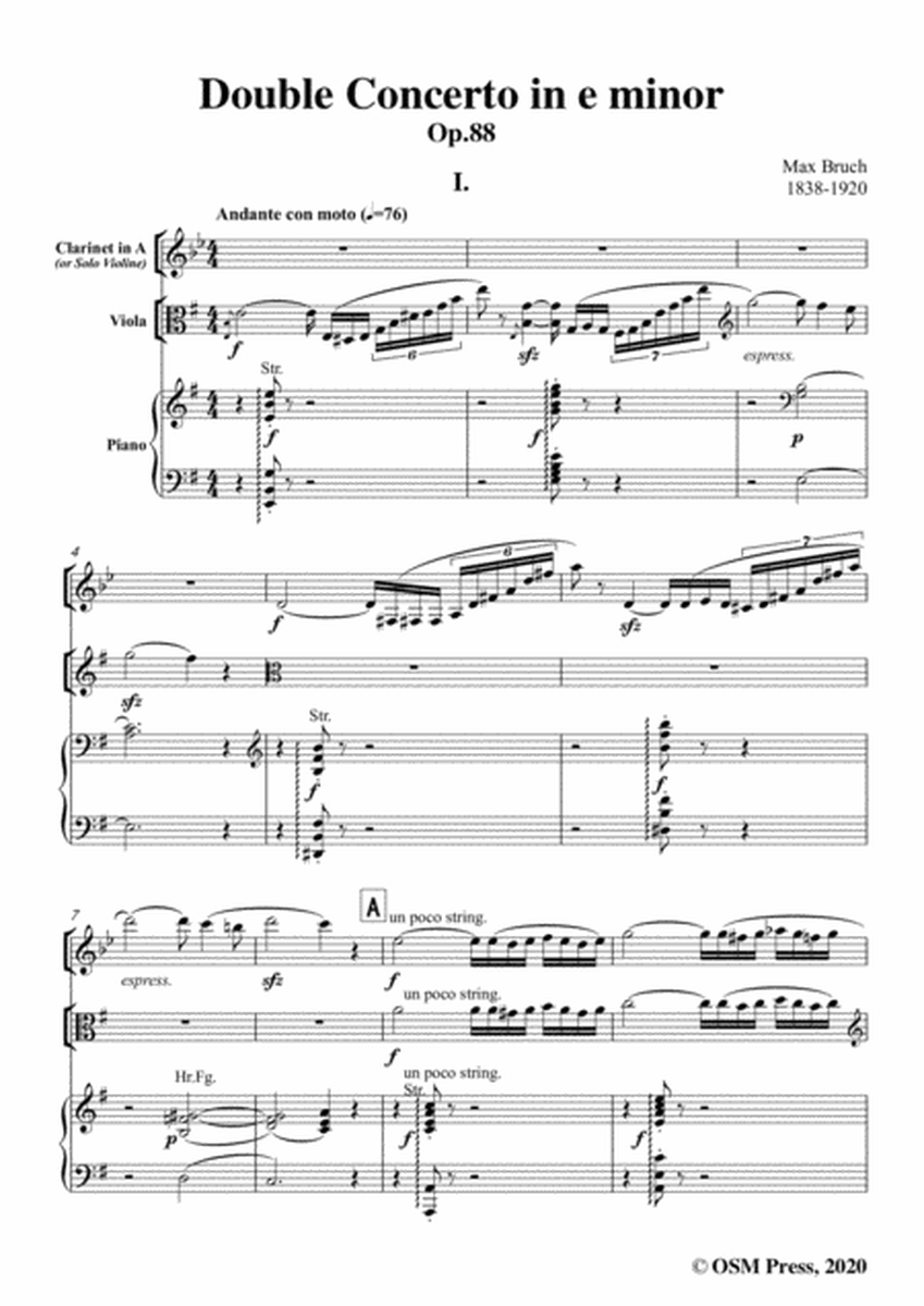 Bruch-Double Concerto in e minor,Op.88,for Clarinet,Viola and Piano