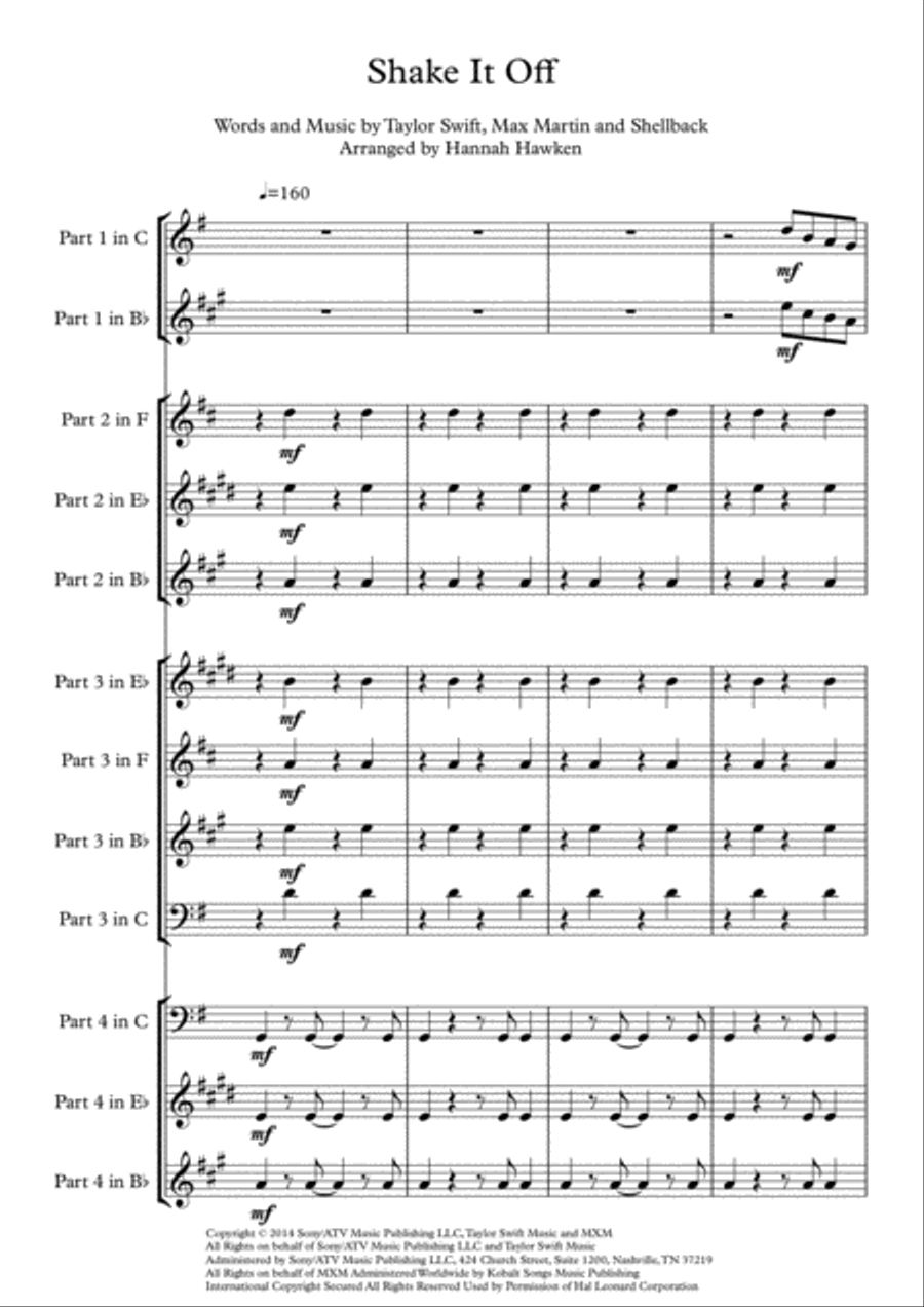 Shake It Off Shake It Off Small Ensemble scores gallery preview page 1