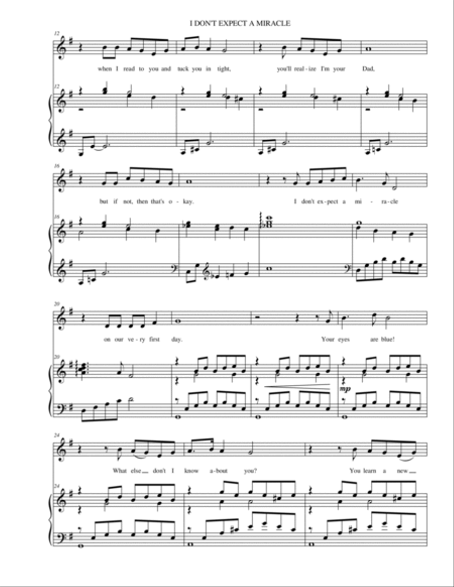 I Don't Expect a Miracle Tenor Voice scores gallery preview page 2