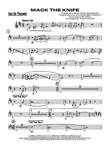 Mack the Knife (from The Threepenny Opera): 3rd B-flat Trumpet