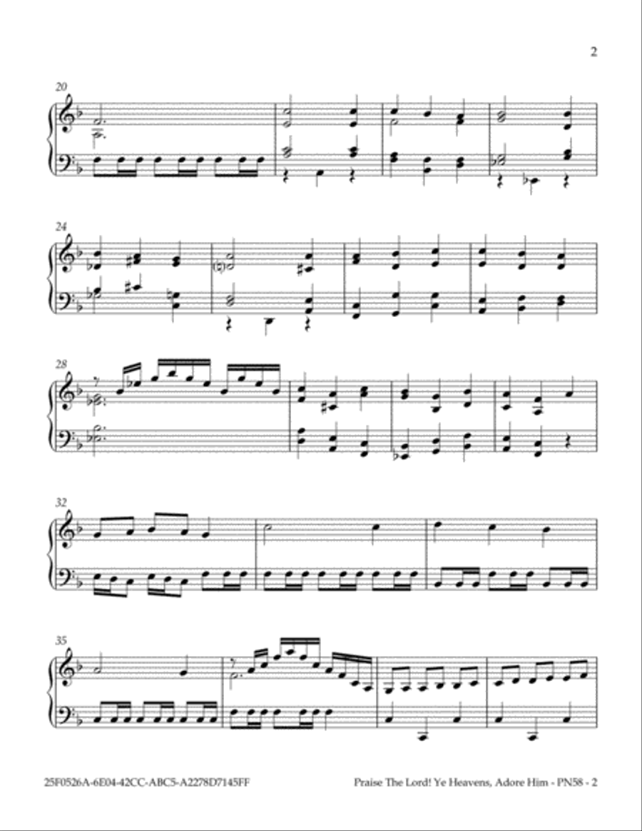 Praise The Lord, Ye Heavens, Adore Him Piano Solo scores gallery preview page 3